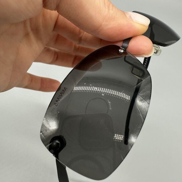 Vintage Minima Polarized Rimless Compact Sunglasses With Leather Case - Picture 6 of 16